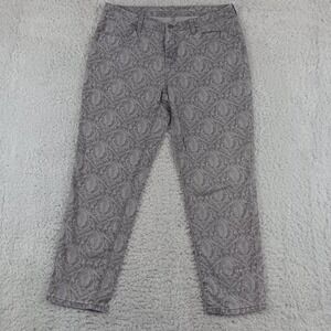 Chicos Perfect Stretch Girlfriend Slim Leg Ankle Pants Grey Damask Floral Size 0